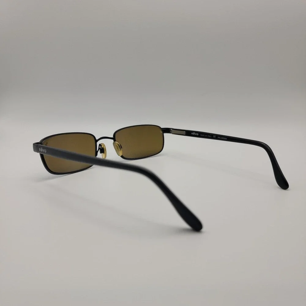 Revo RE 3005 001/62 Sunglasses Mens Black Blue Polarized Rectangular Metal Italy